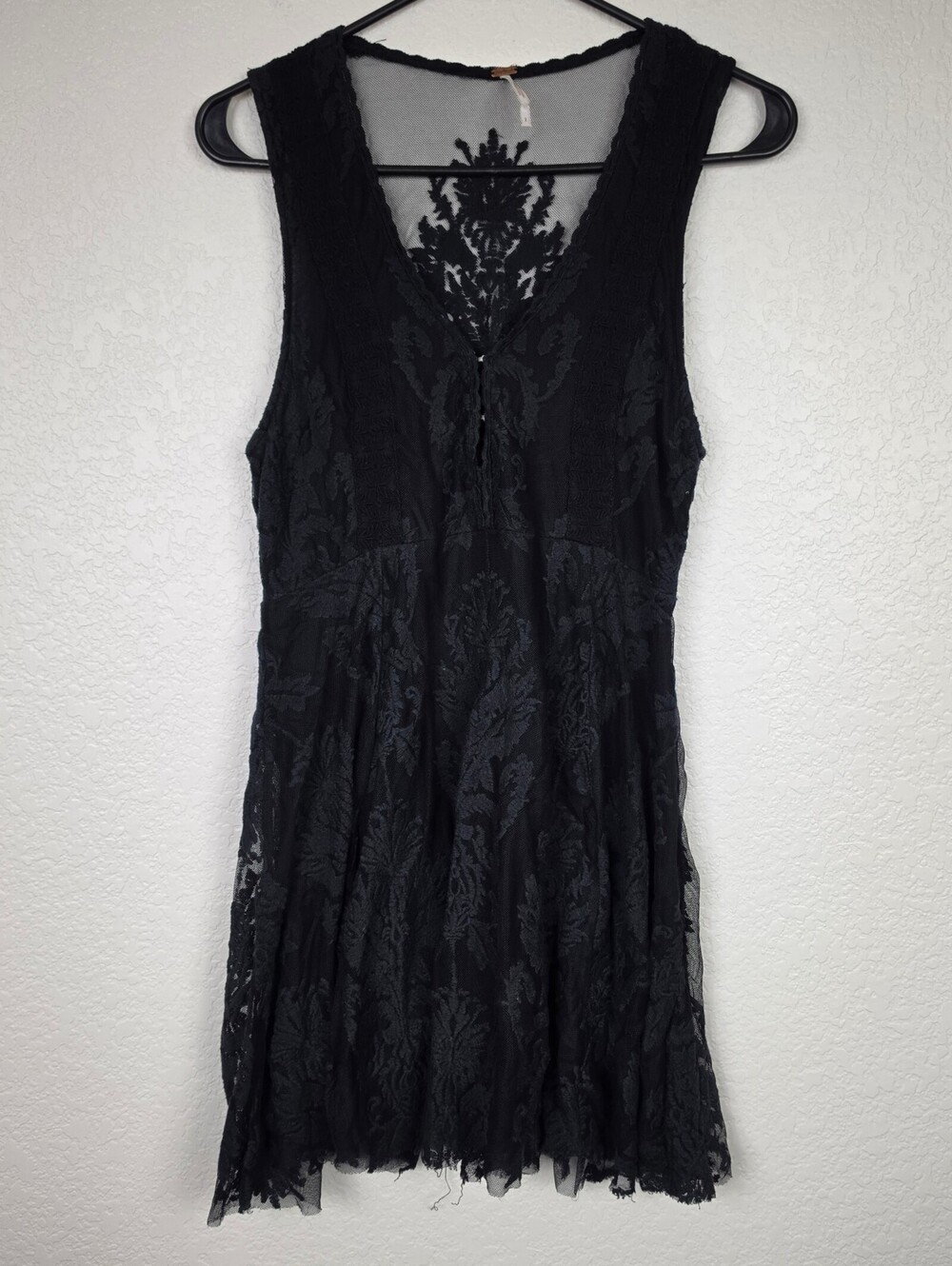 Free People Black Damask Brocade Mini Dress